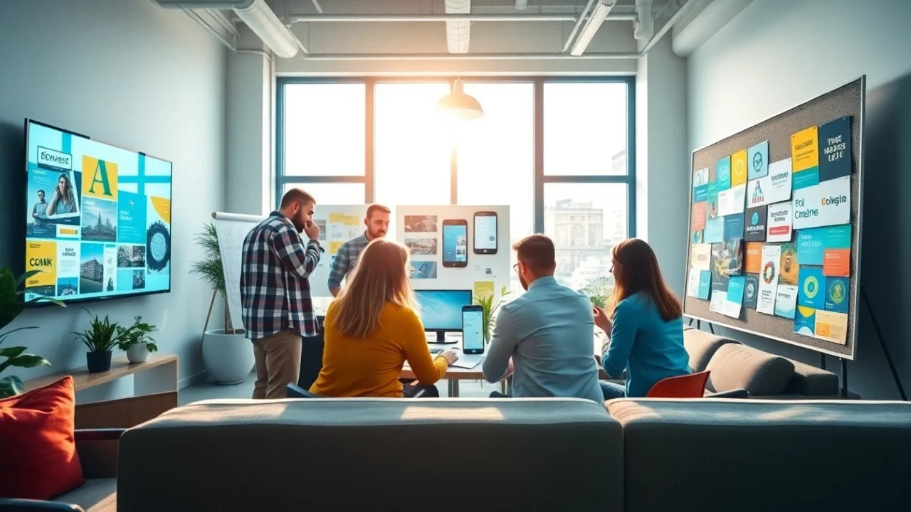 Agence de branding collaborant sur des concepts créatifs dans un environnement moderne.