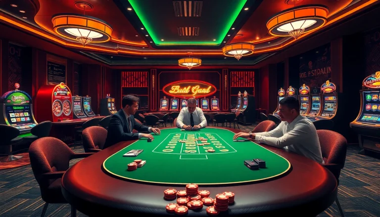 Experience the excitement of gambling with a luxurious casino setup inspired by https://xx88.bot/ showcasing poker games and slot machines.