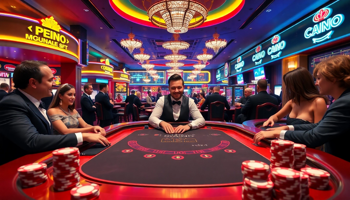Jouer à des jeux de casino en ligne dans une ambiance lumineuse et animée