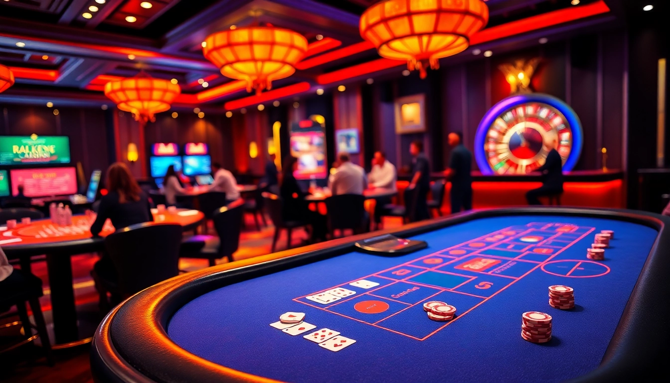 Joueurs profitant du meilleur casino en ligne avec une table de blackjack animée.