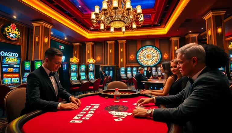 Engage in thrilling poker games at https://11bett.it.com/, surrounded by vibrant casino excitement.