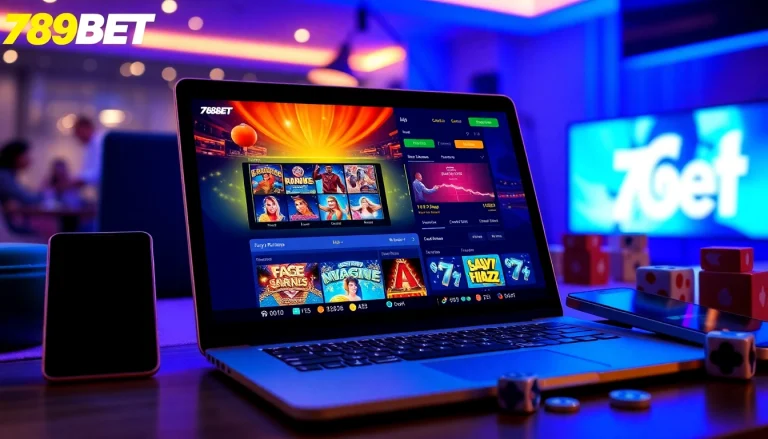 Experience the engaging interface of 789BET's online betting at https://057789.com/, highlighted by vibrant casino game displays.
