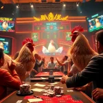 Experience the thrill of đá gà trực tiếp in a vibrant casino atmosphere full of excitement and betting action.
