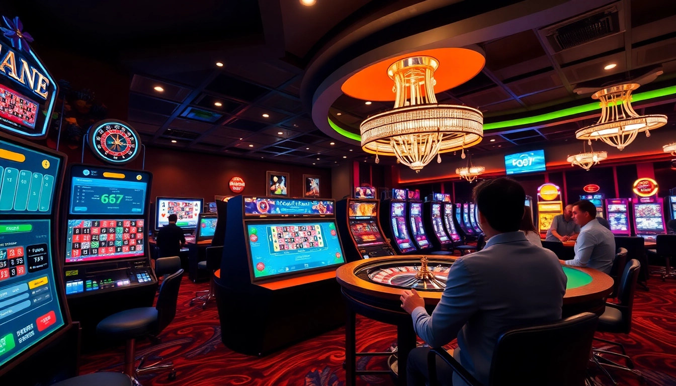 Joueurs engagés dans un casino en ligne avec des jeux captivants.