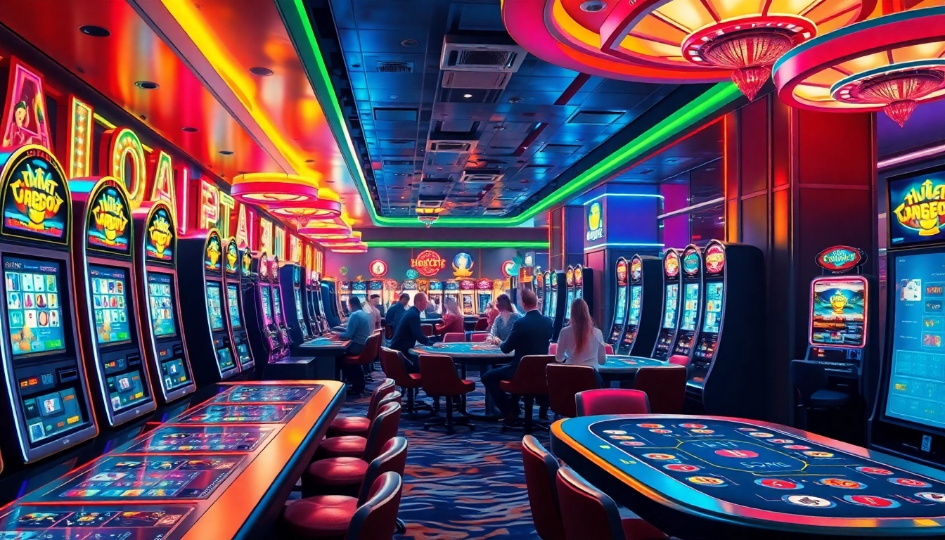 Vibrant gaming atmosphere at meilleur casino en ligne showcasing lively players and colorful aesthetics.