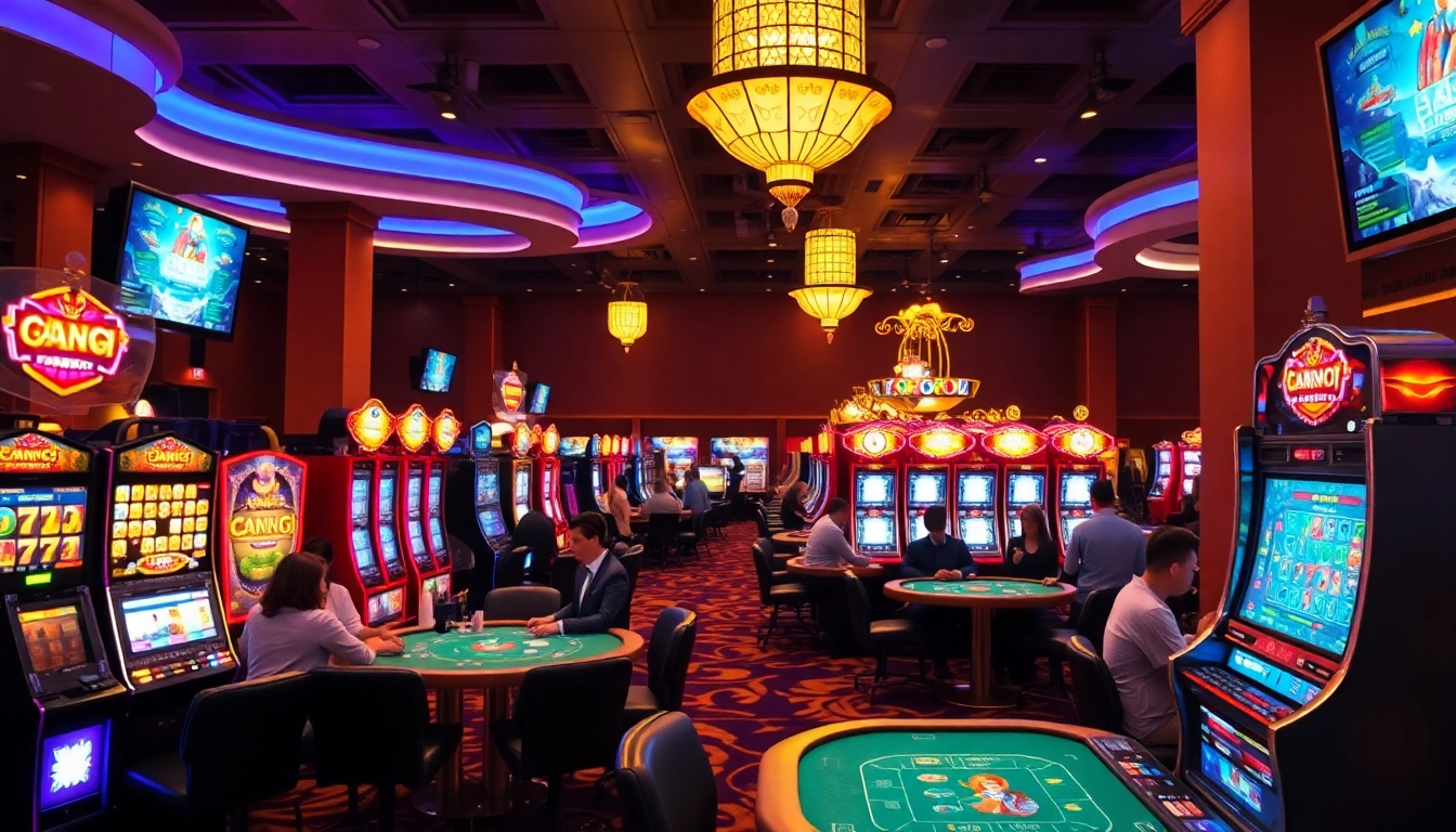 Vibrant scene of players enjoying casino en ligne games with dynamic atmosphere.