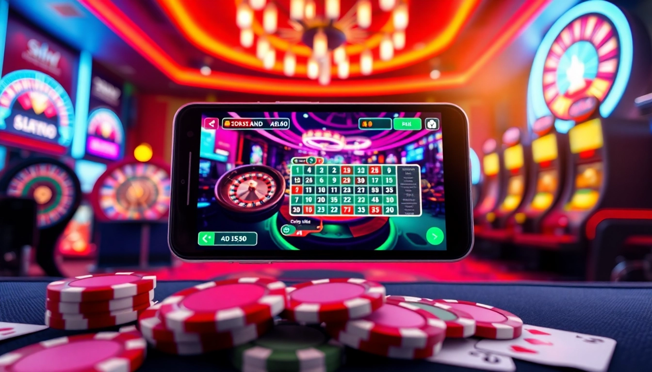 Jouer à des jeux dans un casino en ligne avec une interface dynamique et éclairage captivant.