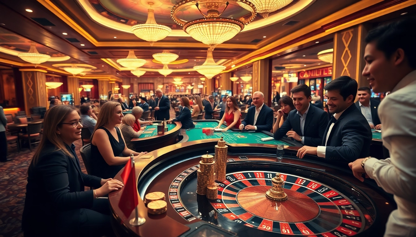 Joueurs heureux au casino en ligne avec une table de roulette animée