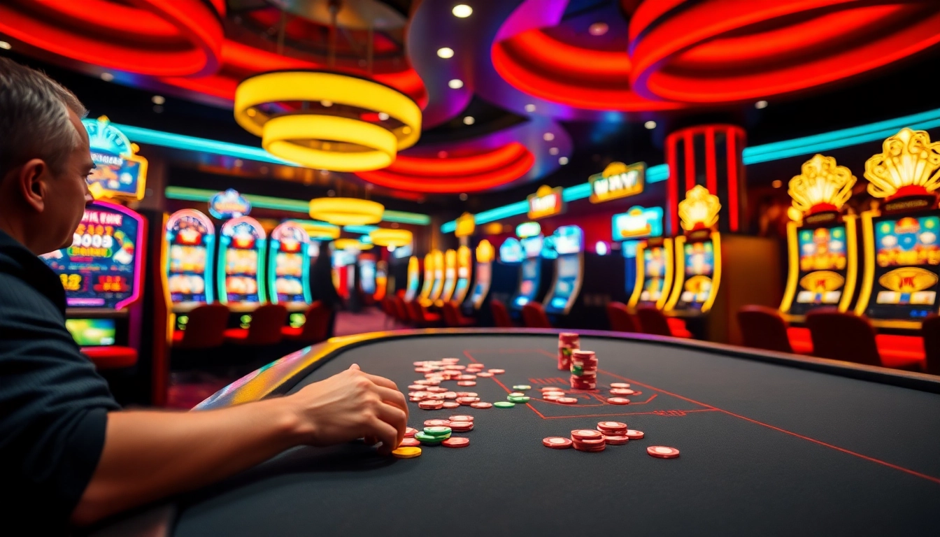 Vibrant representation of casino en ligne with players enjoying games and a lively atmosphere.