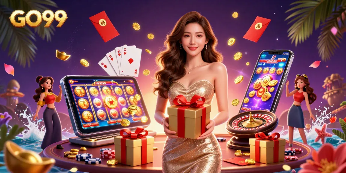 Engage with the exciting GO99 casino experience, featuring a vibrant scene of festive Lunar New Year action.