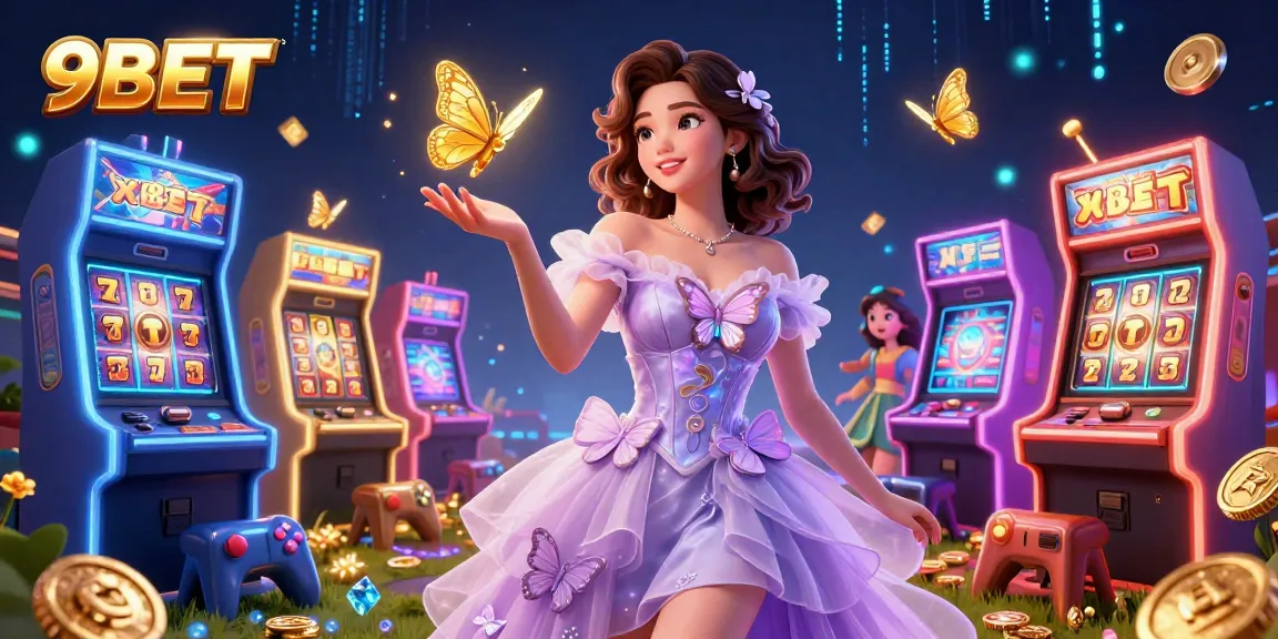 Bet with 9BET in a visually stunning and dynamic casino atmosphere featuring enchanting characters.