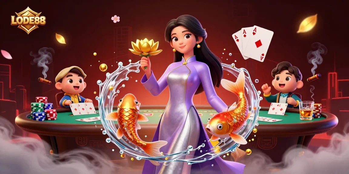 Play thrilling poker at LODE88 with high stakes, vibrant colors, and dynamic elements.