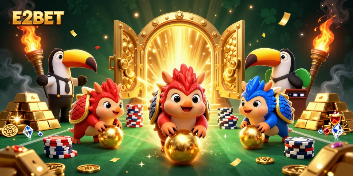 Experience the thrill of E2BET with vibrant gambling action featuring dynamic pangolins and sparkling treasures.