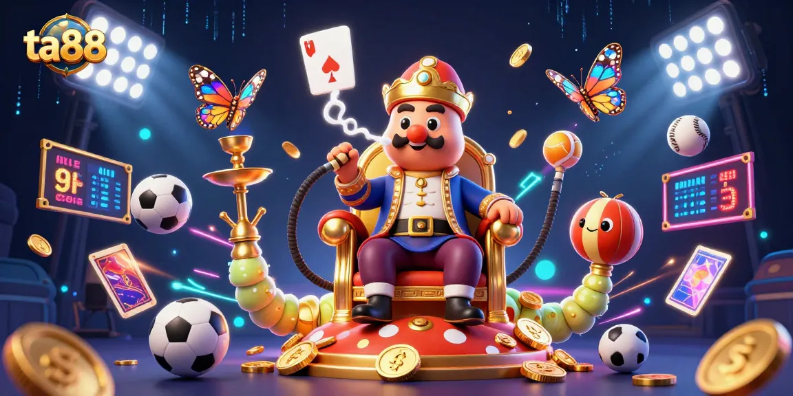 Bet on ta88 with thrilling sports action, showcasing vibrant characters and engaging casino elements.