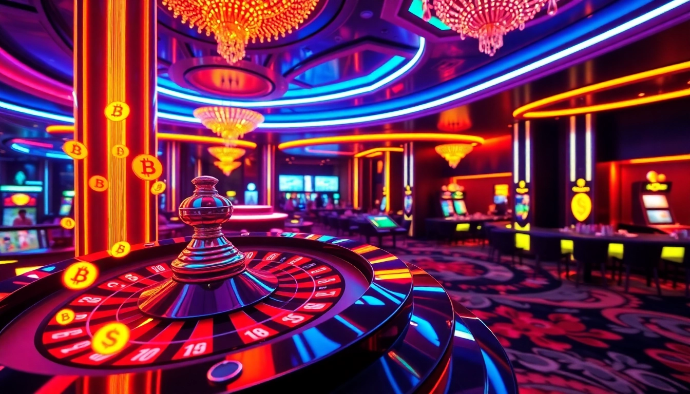 Profiter de l'expérience d'un crypto casino avec des lumières vives et un intérieur luxueux. related image