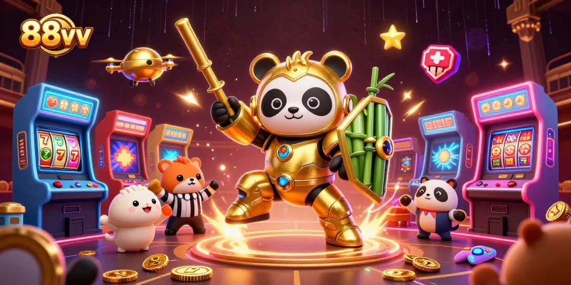 Engage with 88vv in a vibrant 3D casino arena featuring animated characters and dynamic game elements.
