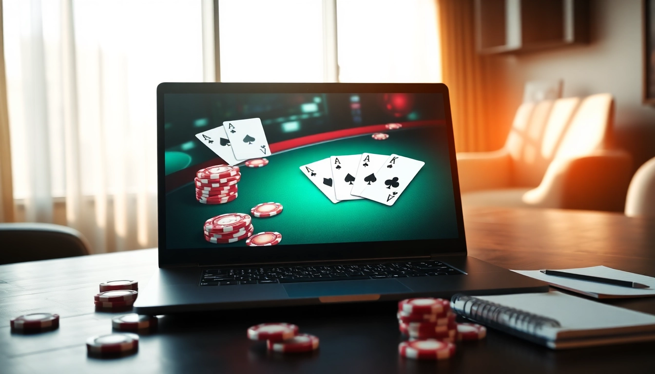 Lancer une partie d'application poker avec une interface dynamique sur un ordinateur portable moderne.