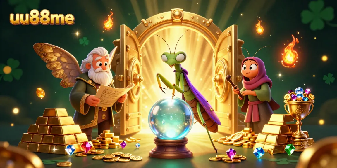 Engage with uu88me's captivating 3D casino scene featuring mystical fortune tellers and treasures.