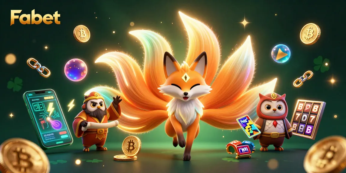 Experience Fabet's vibrant casino world with a mystical fox and glowing elements.