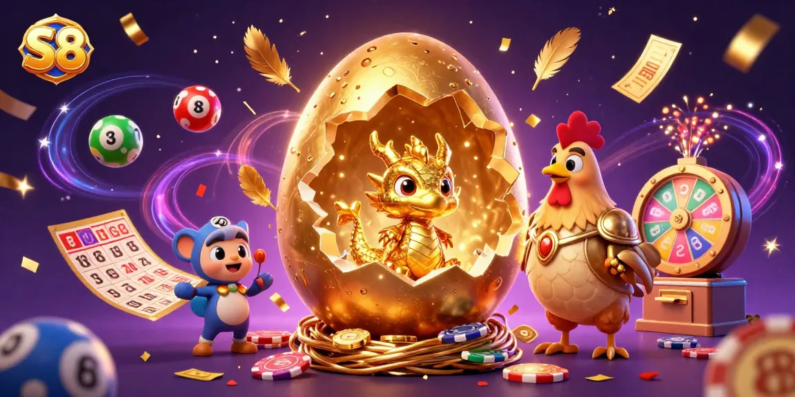 Engage with the thrilling S8 casino scene featuring a golden dragon and vibrant gaming elements.
