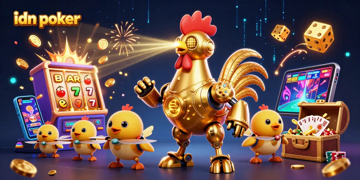 Mainkan idn poker dengan Robot Ayam Emas berbeda yang menyebarkan koin kemenangan di kasino online.