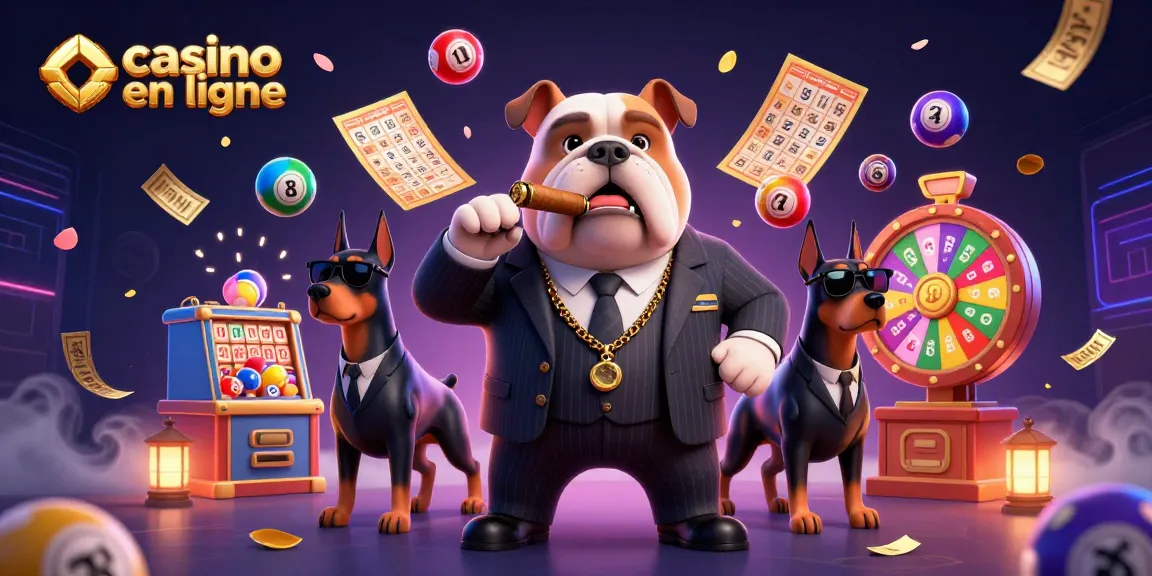 Plongez dans le monde du casino en ligne avec cette illustration dynamique de jeux de loterie et de casino.