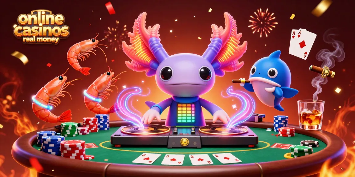 Experience the excitement at online casinos real money with vibrant casino characters celebrating.