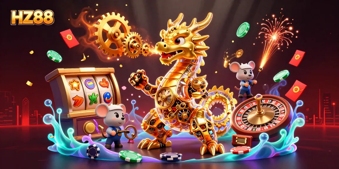 Experience thrilling gameplay with HZ88's exciting slot reels and rolling action.
