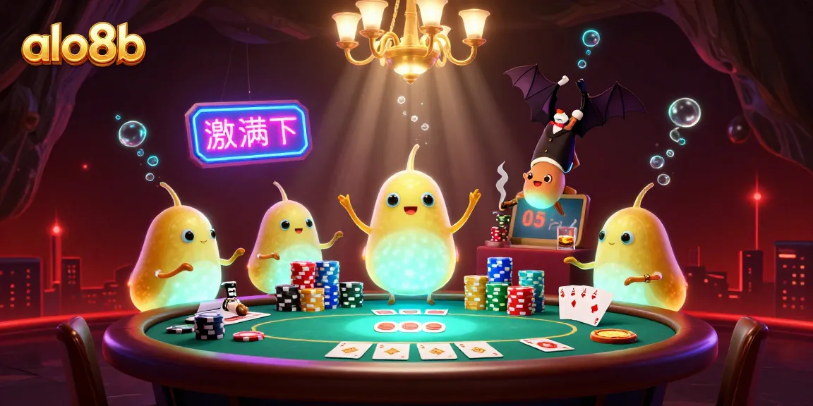Experience thrilling gaming at ALO8B with vibrant glowworms lighting up a captivating casino scene