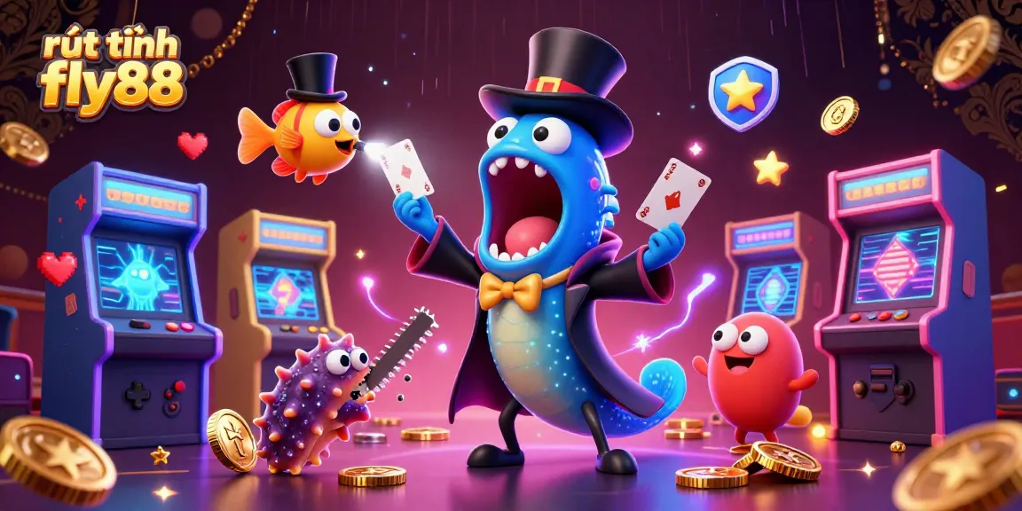 Engaging scene showing rút tiền fly88 action with animated characters in a casino-themed setup.