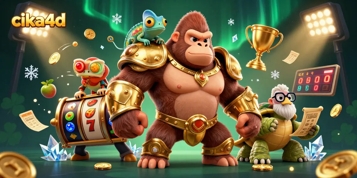 Join the thrilling excitement of cika4d as the gorilla king battles for jackpots with vibrant slot symbols.