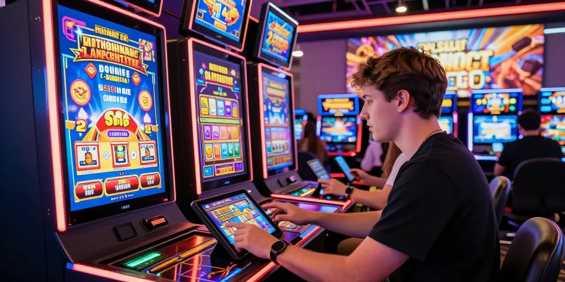 Joueur engagé sur un casino en ligne, ambiance dynamique, jeux animés, promotions visibles.