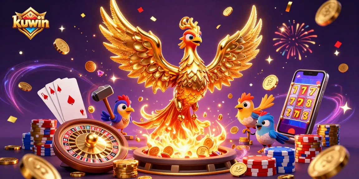 Experience the dynamic excitement of kuwin with golden phoenix and vibrant casino elements.