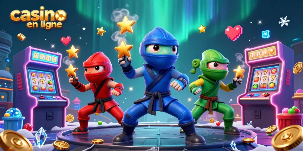Visuel captivant de ninja caméléon en action dans un casino en ligne animé.
