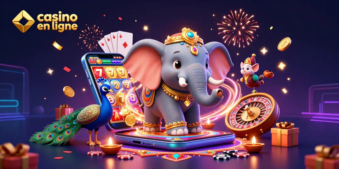 Plongez dans l'univers du casino en ligne avec un éléphant coloré et des jeux captivants.