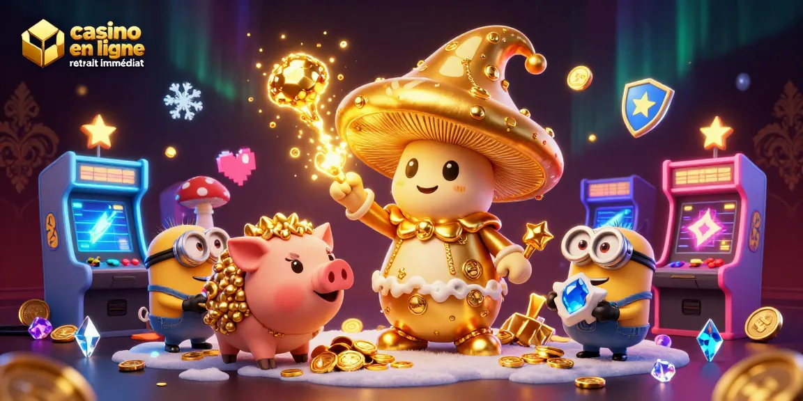 Profitez d'une expérience de casino en ligne retrait immédiat avec des personnages magiques et des machines à sous colorées.